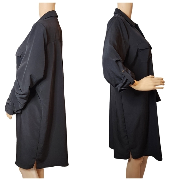 Motherhood maternity black roll tab button front shirt dress.  Size large. - Picture 5 of 16